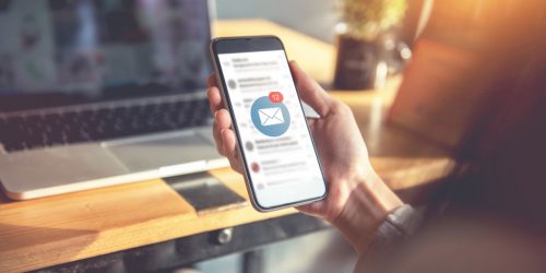 Mockup New messages on mobile smartphone.