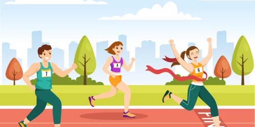 marathon-race-illustration-with-people-running-jogging-sport-tournament-and-run-to-reach-the-finish-line-in-flat-cartoon-hand-drawn-template-vector